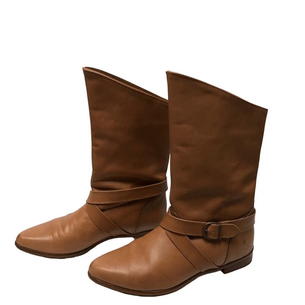 Vintage Frye Tan Leather Pull On Riding Boots 9